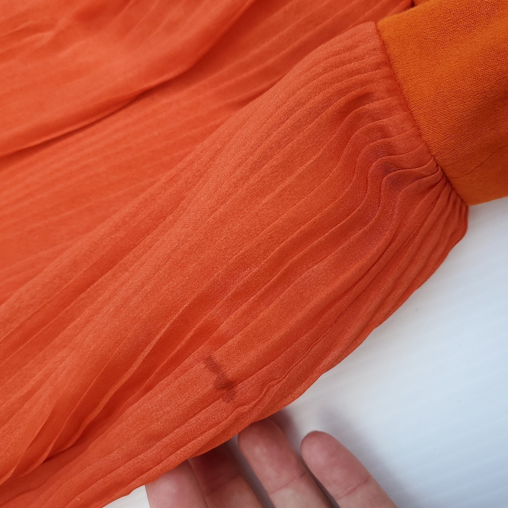 Chloé Orange Draped Ruffled Hem Pleated Dress - Picture 9 of 11